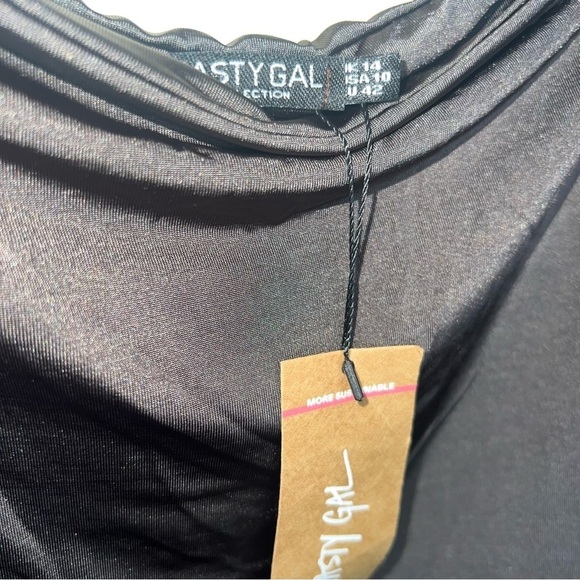 Nasty Gal Thong Bodysuit Square Neck Long Sleeved Chocolate Size 10 NWT - Picture 7 of 12